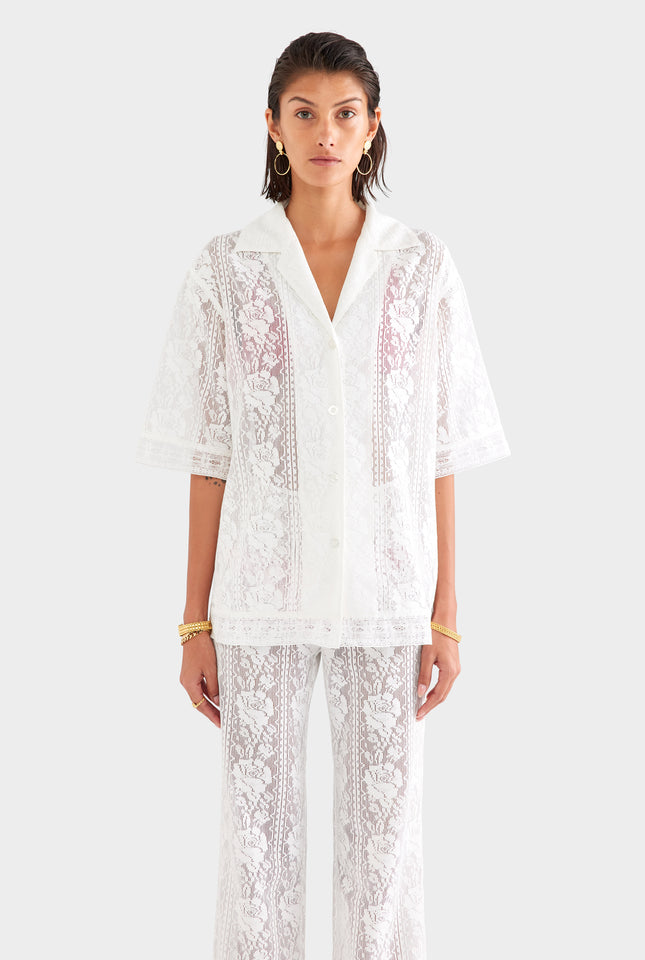 Cotton Lace Shirt - Off White