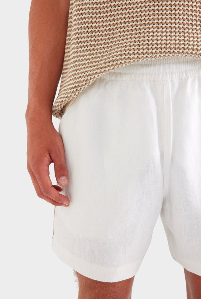 Lounge Short - White/Side Tape