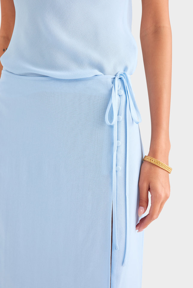 Layered Silk Skirt - Powder Blue