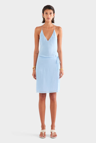 Layered Silk Skirt - Powder Blue