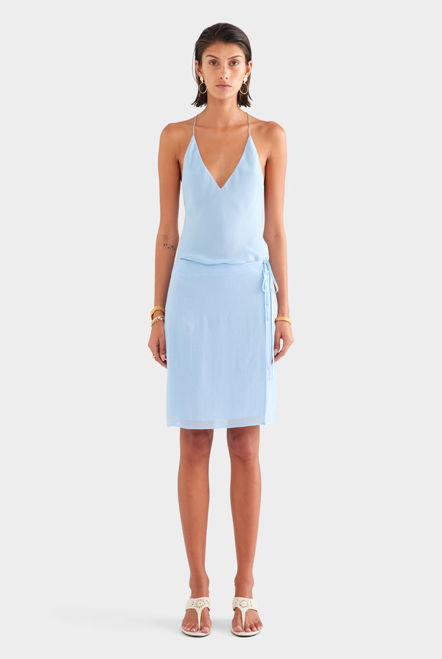 Layered Silk Skirt - Powder Blue
