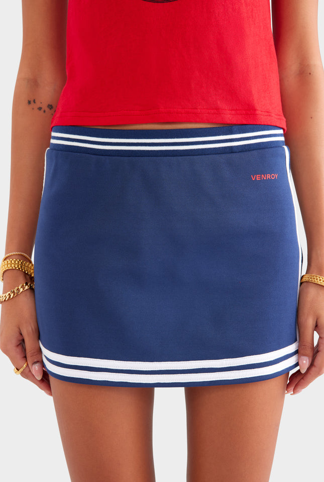 Track Jersey Mini Skirt - Navy/Off White