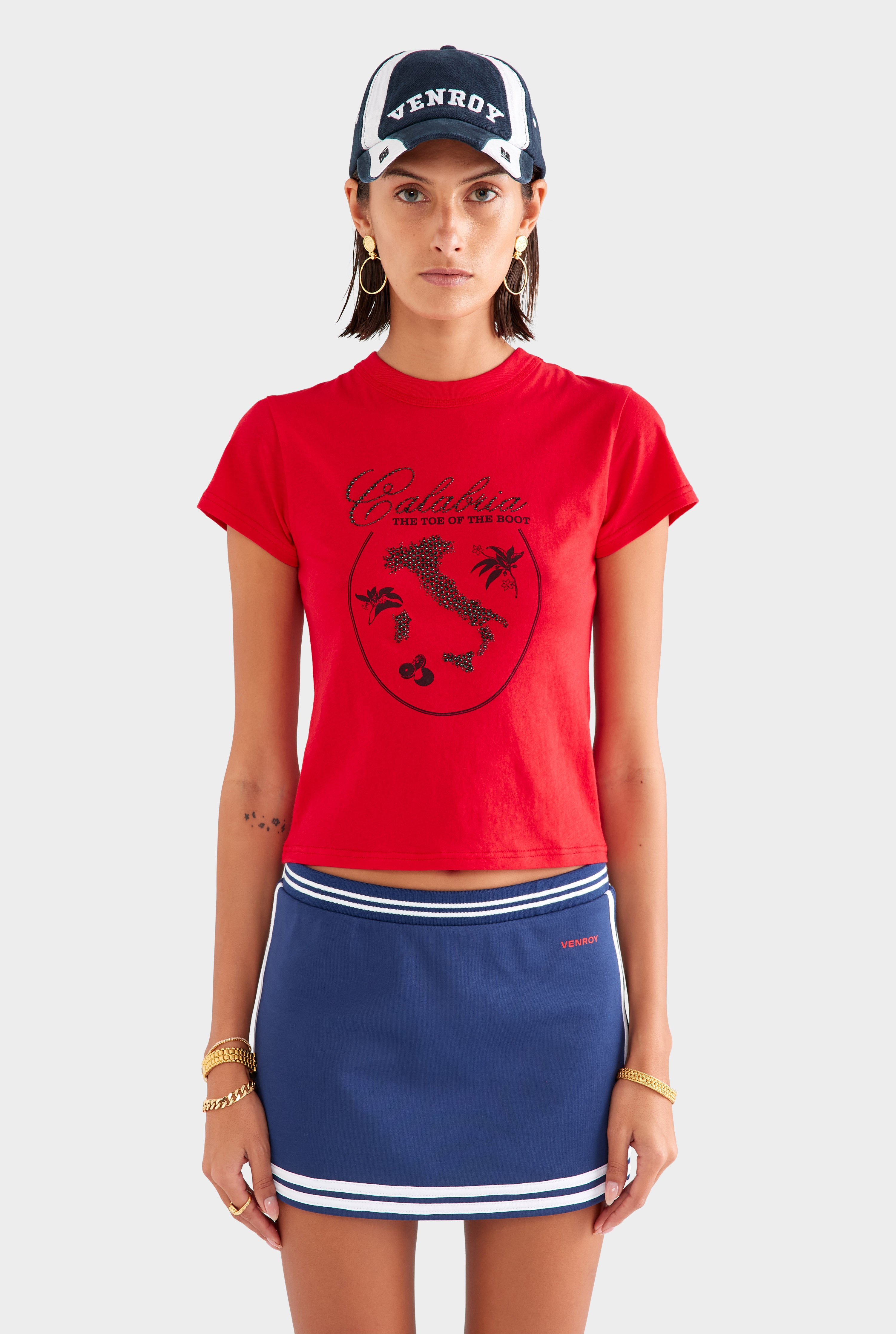 Track Jersey Mini Skirt - Navy/Off White