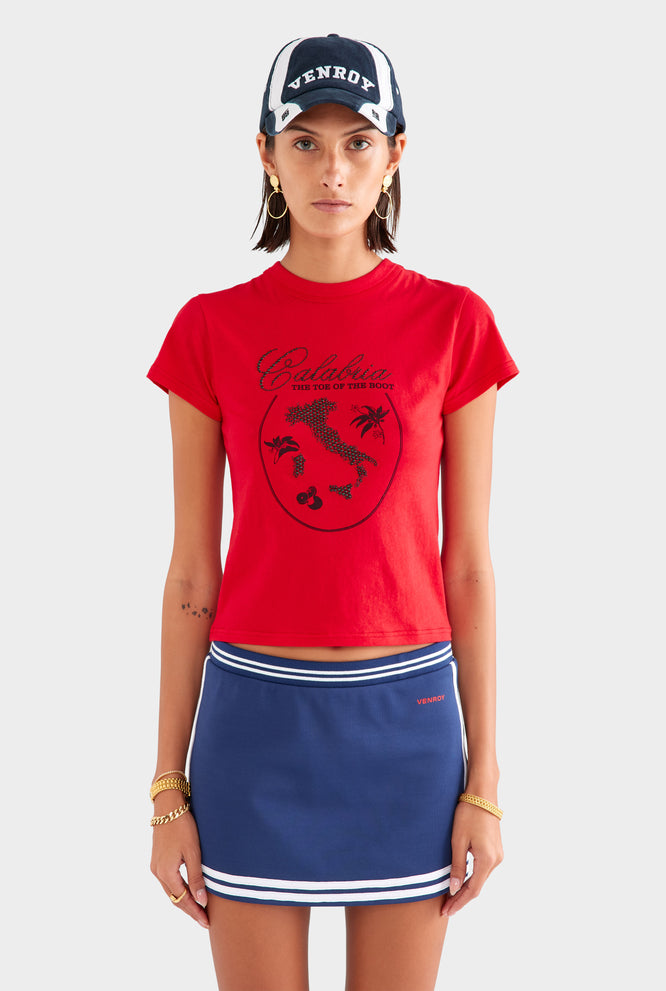 Track Jersey Mini Skirt - Navy/Off White