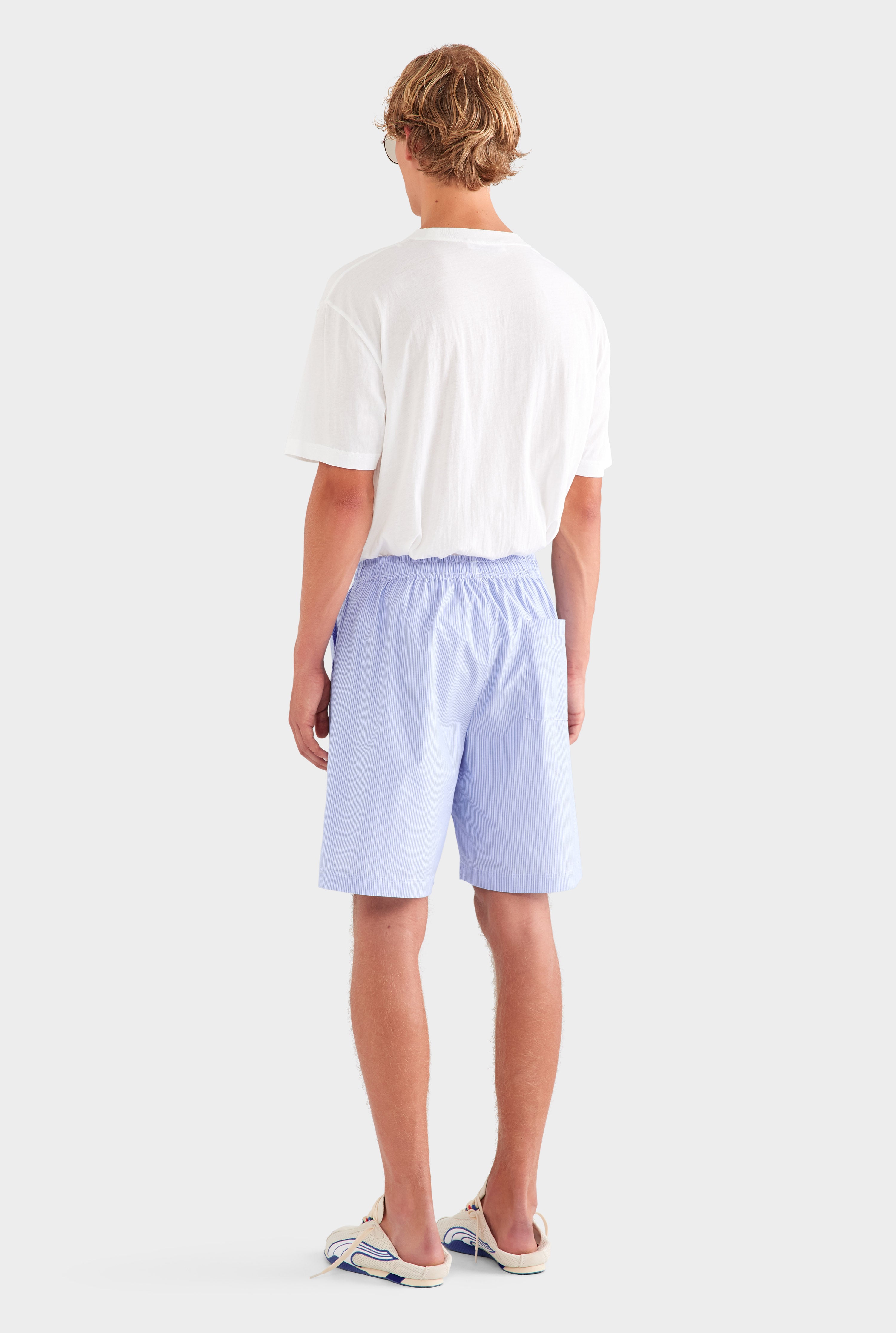 Longline Stripe Boxer Short - Blue Stripe/Multi Patch