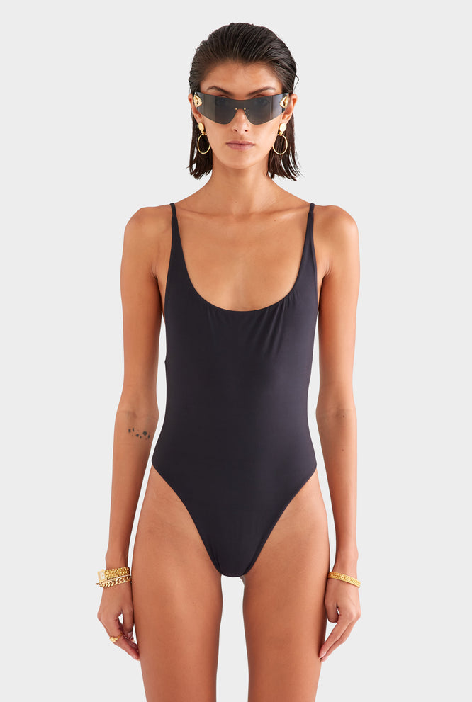 Low Cut One Piece - Black