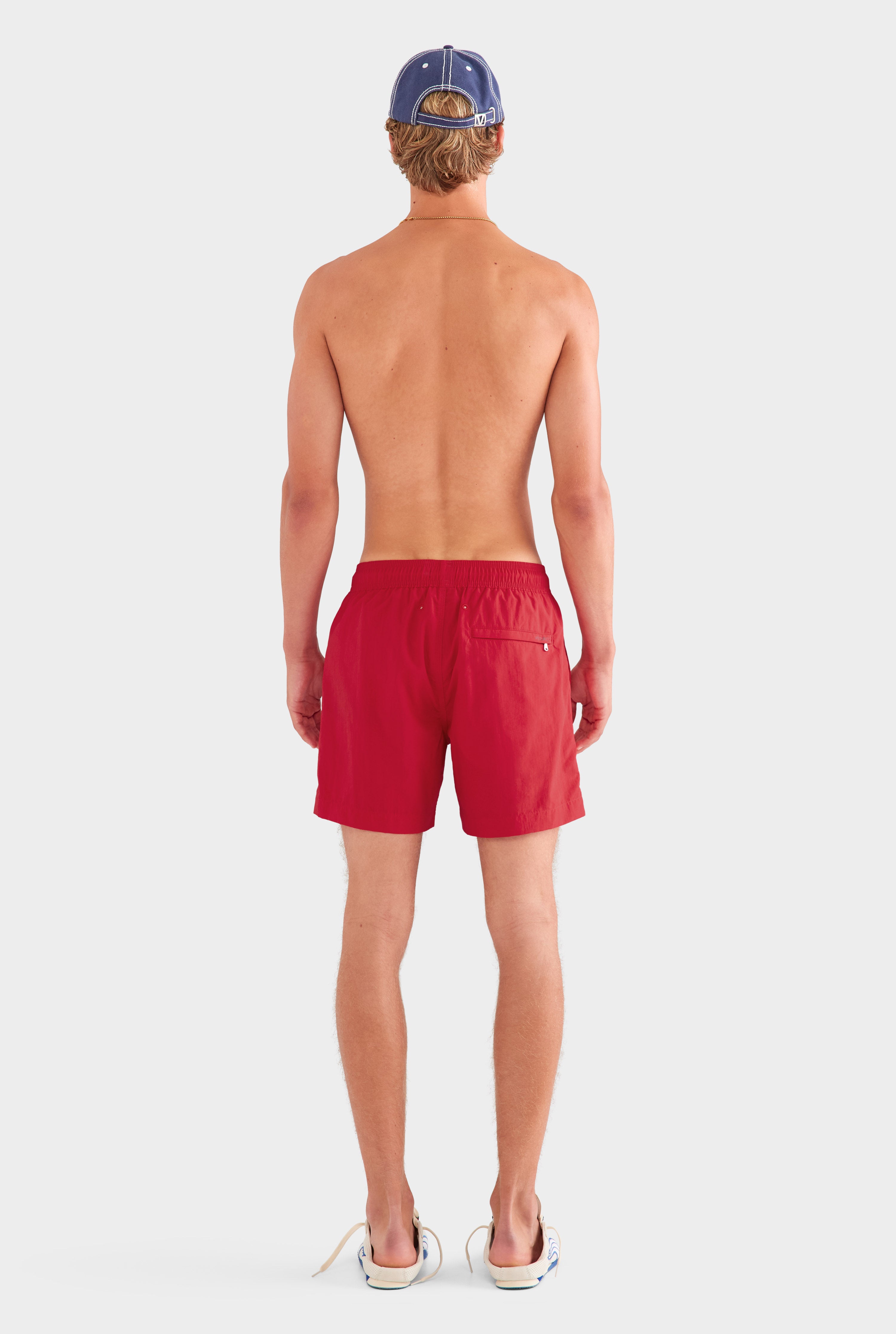 Printed Nylon Swim Short - Red/V Chilli