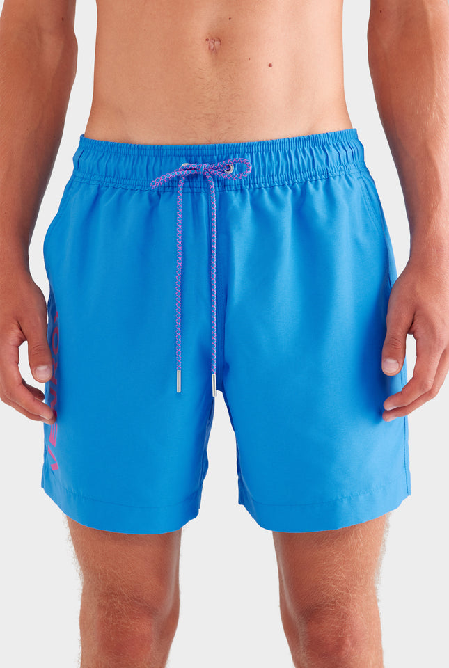 Printed Swim Short - Ocean Blue/Fuchsia