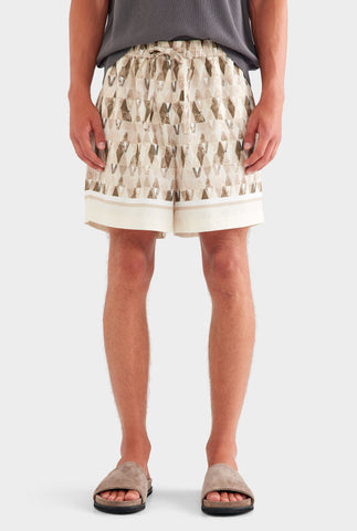Relaxed Tencel Short - Beige Painted V Monogram
