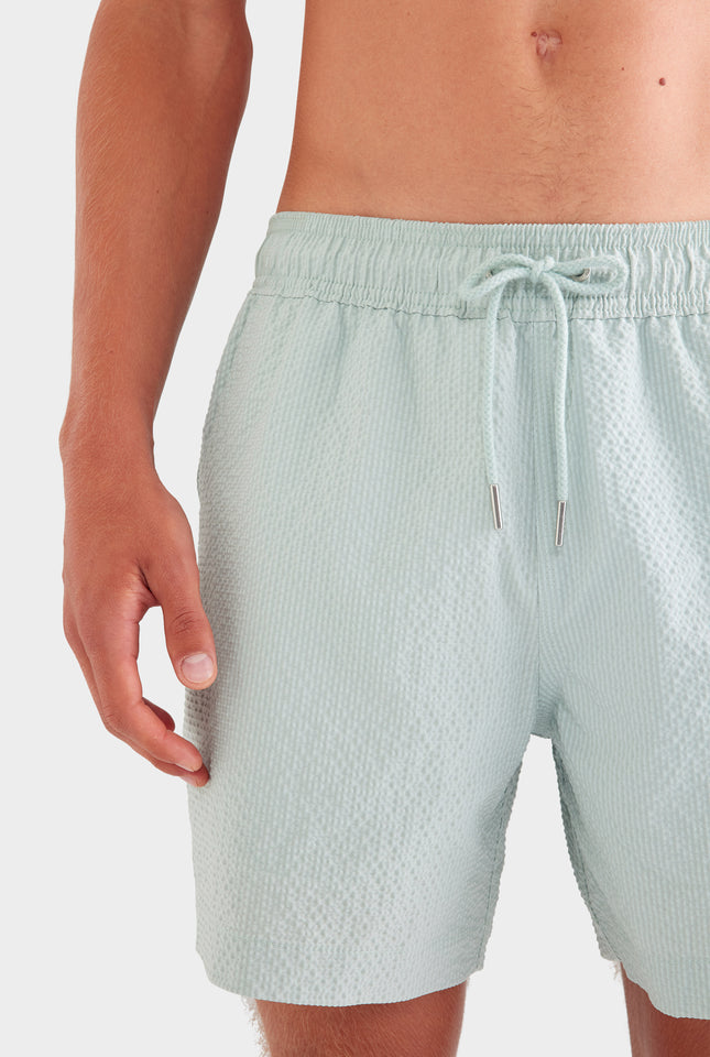 Seersucker Swim Short - Sea Spray Blue