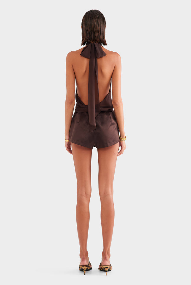 Silk Halter Top - Dark Chocolate