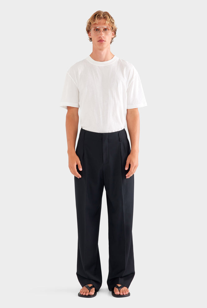Tailored Wool Suit Trouser - Black