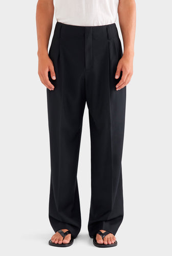 Tailored Wool Suit Trouser - Black