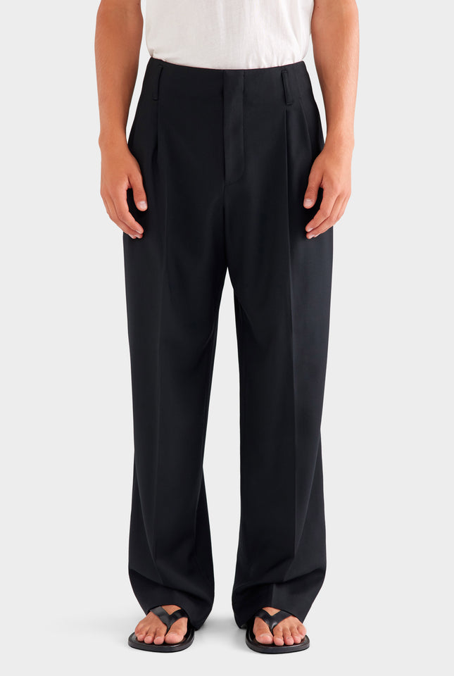 Tailored Wool Suit Trouser - Black