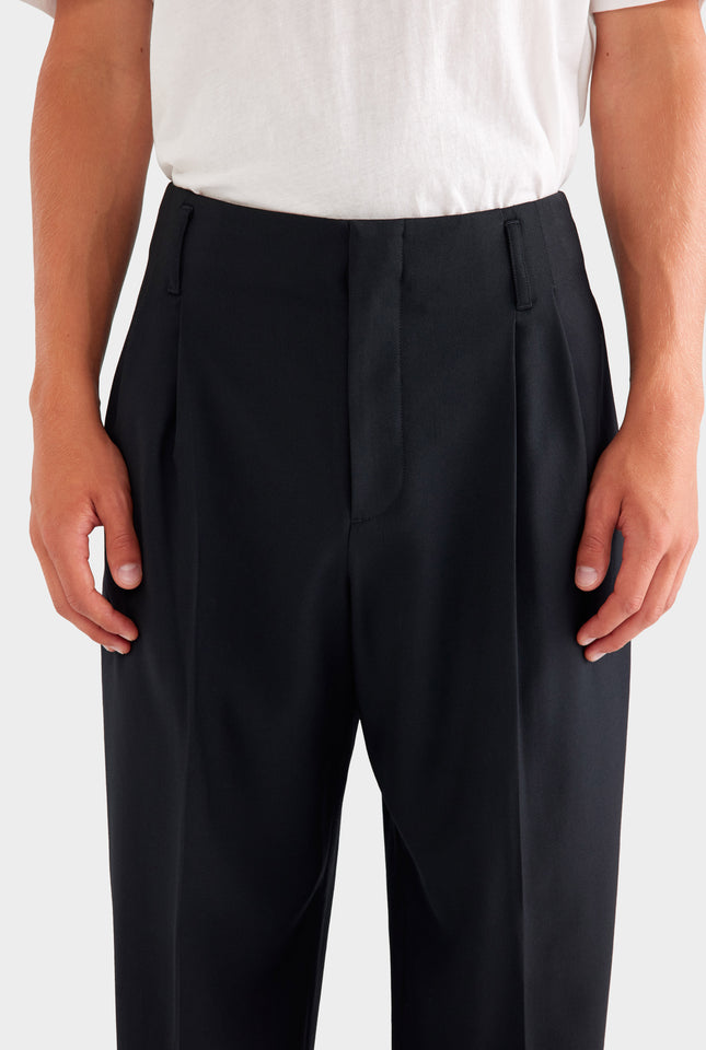 Tailored Wool Suit Trouser - Black