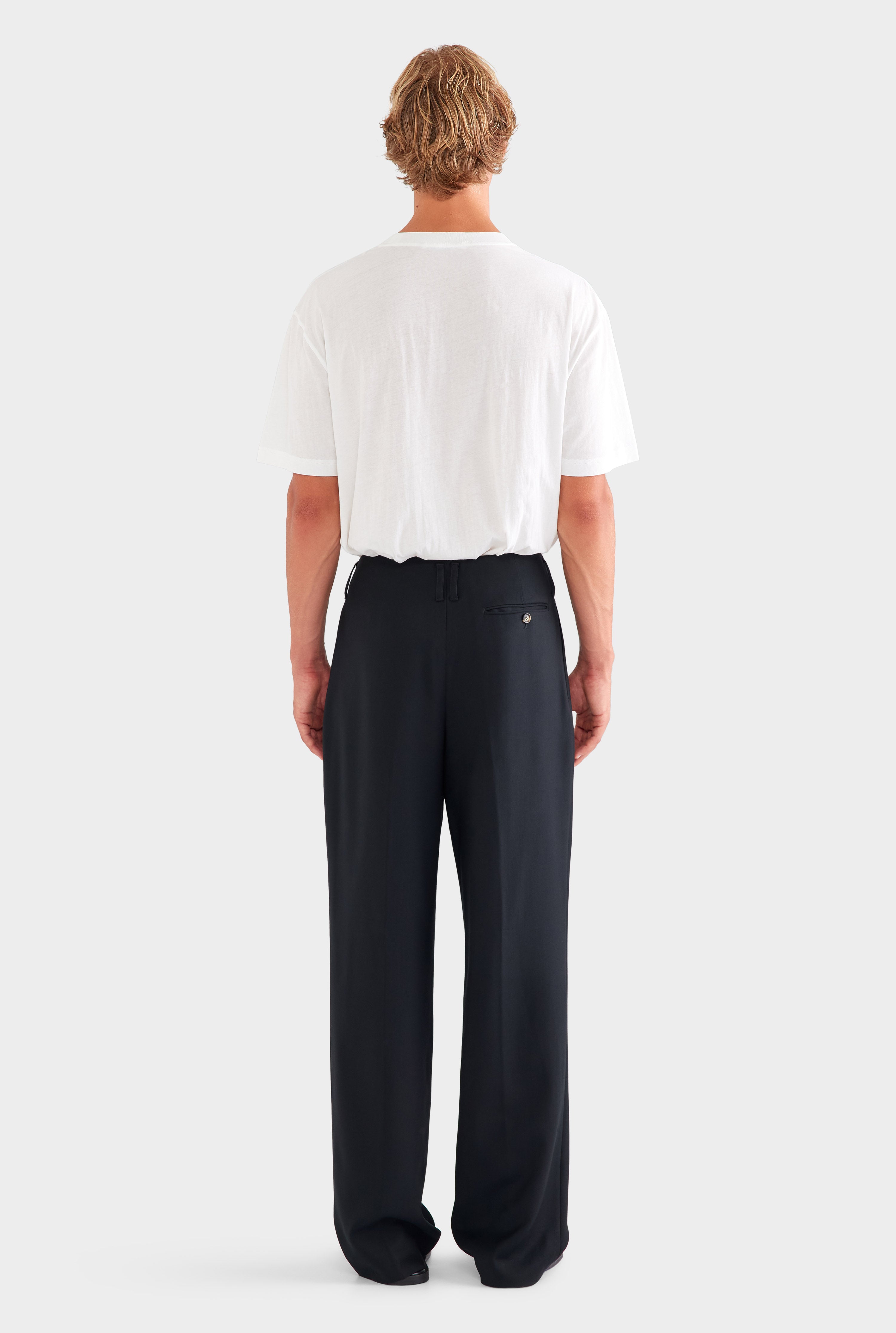 Tailored Wool Suit Trouser - Black