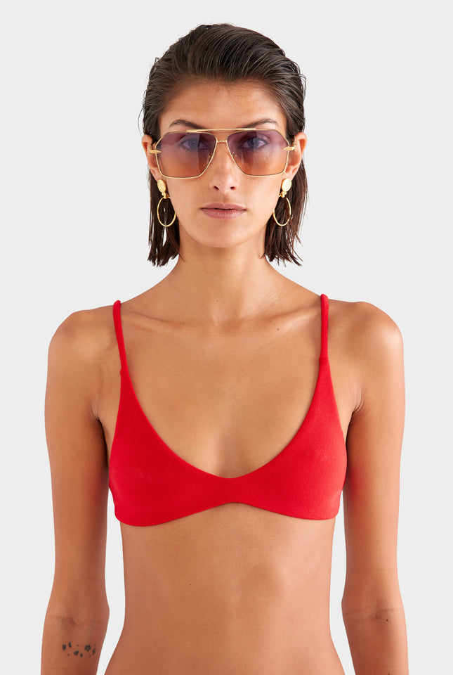Terry Scoop Bikini - Red