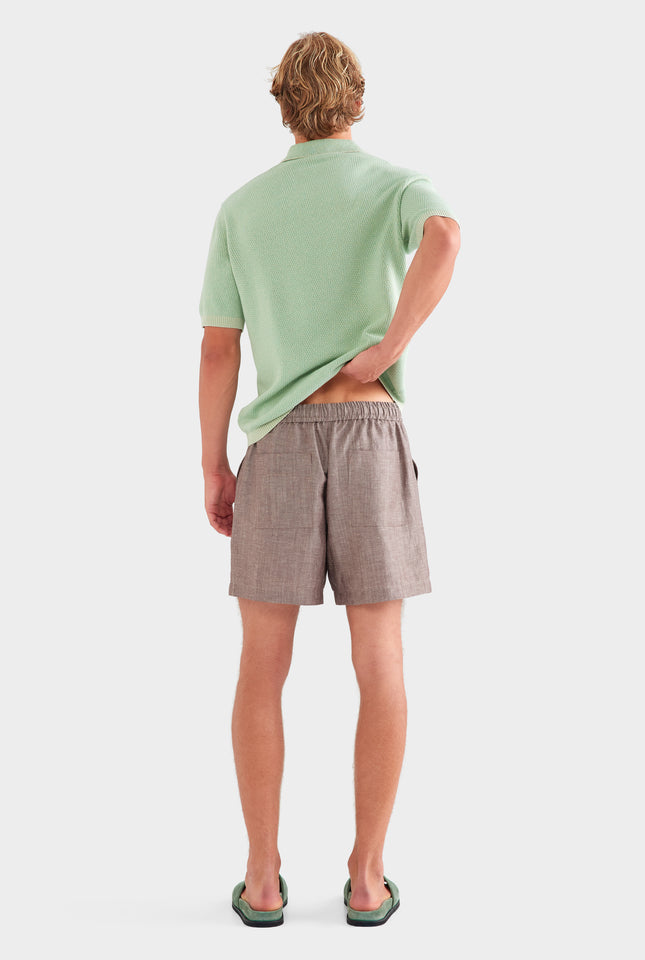 Wool Linen Lounge Short - Brown
