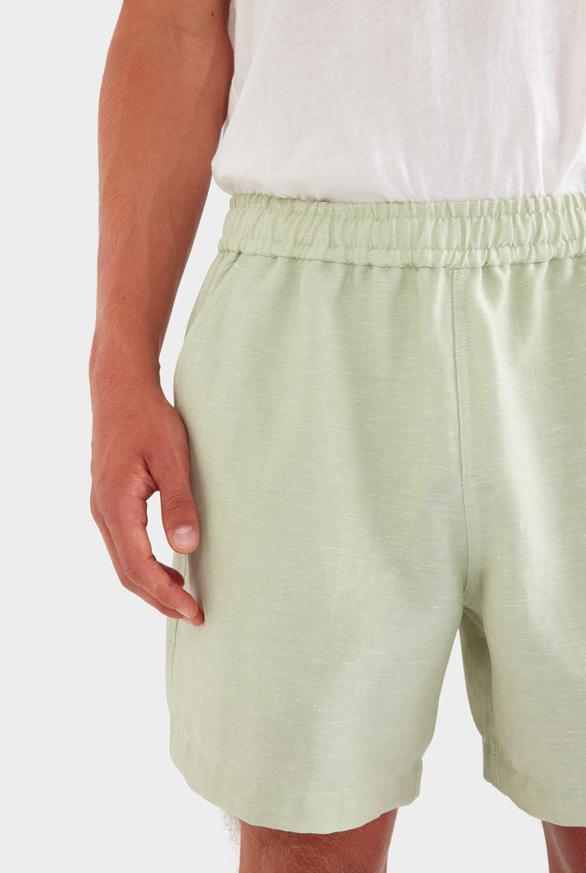Wool Linen Lounge Short - Pale Pistachio
