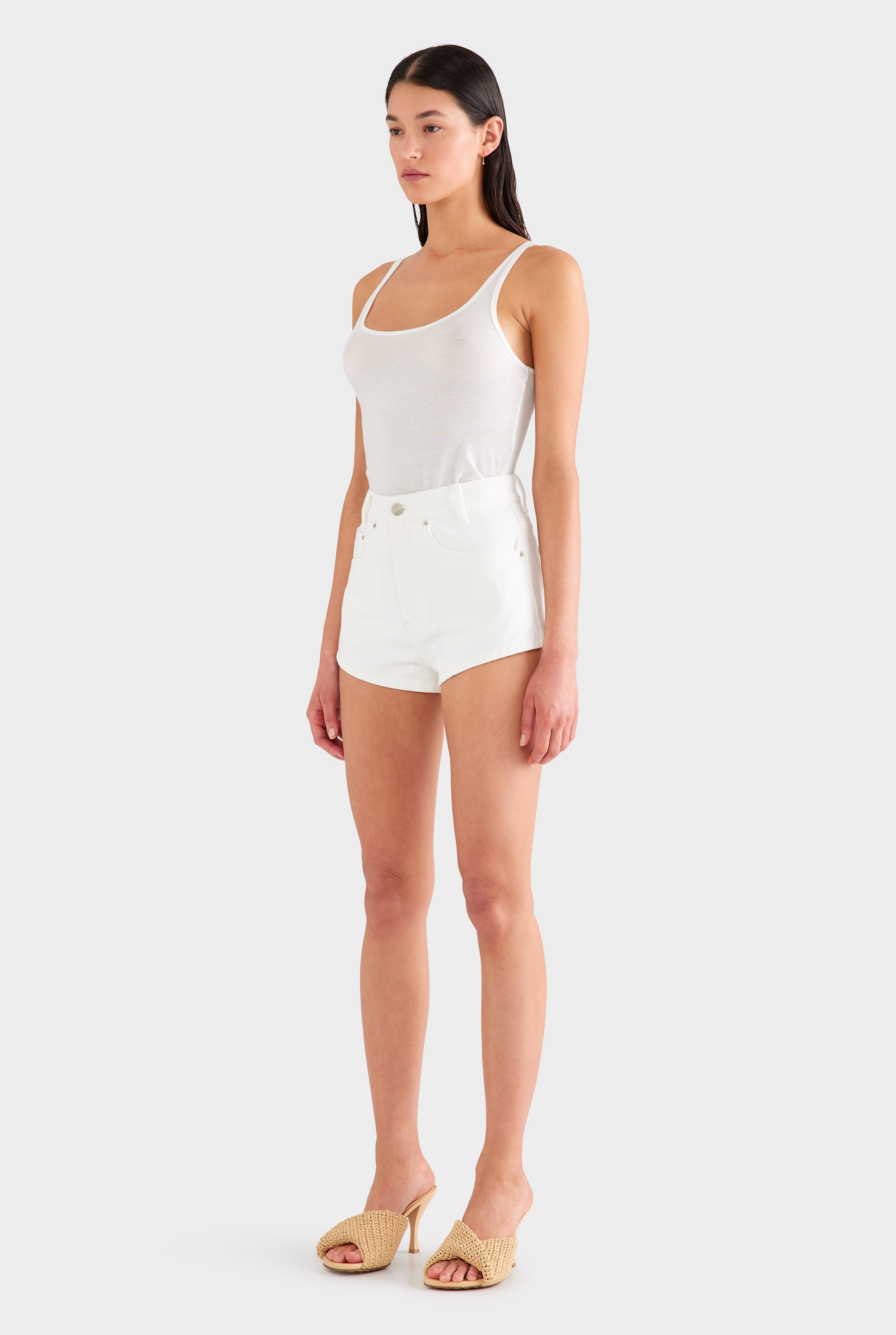Denim Short - White