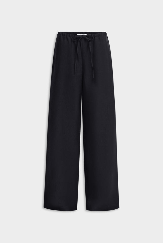 Heavyweight Wide Leg Linen Pant - Black