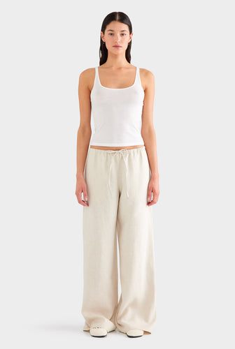 Heavyweight Wide Leg Linen Pant - Sand