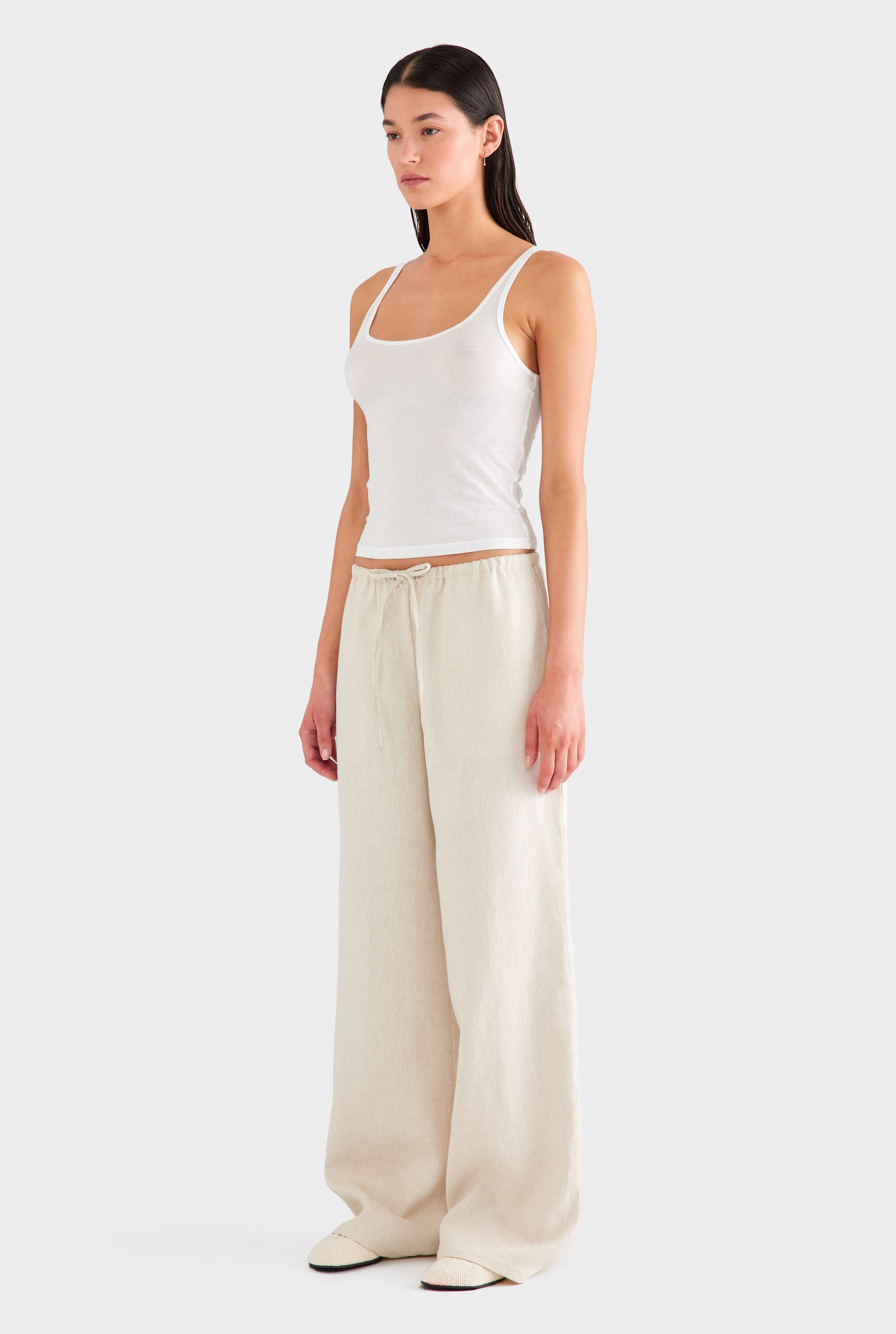 Heavyweight Wide Leg Linen Pant - Sand