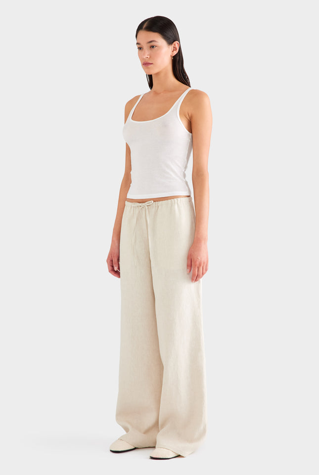 Heavyweight Wide Leg Linen Pant - Sand