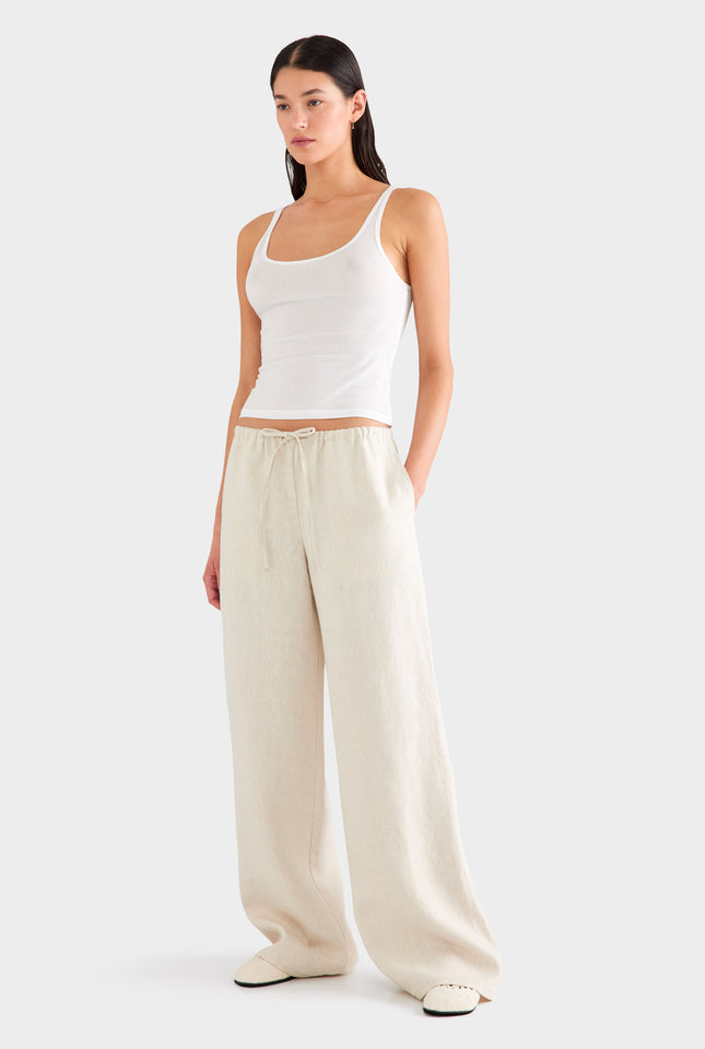 Heavyweight Wide Leg Linen Pant - Sand