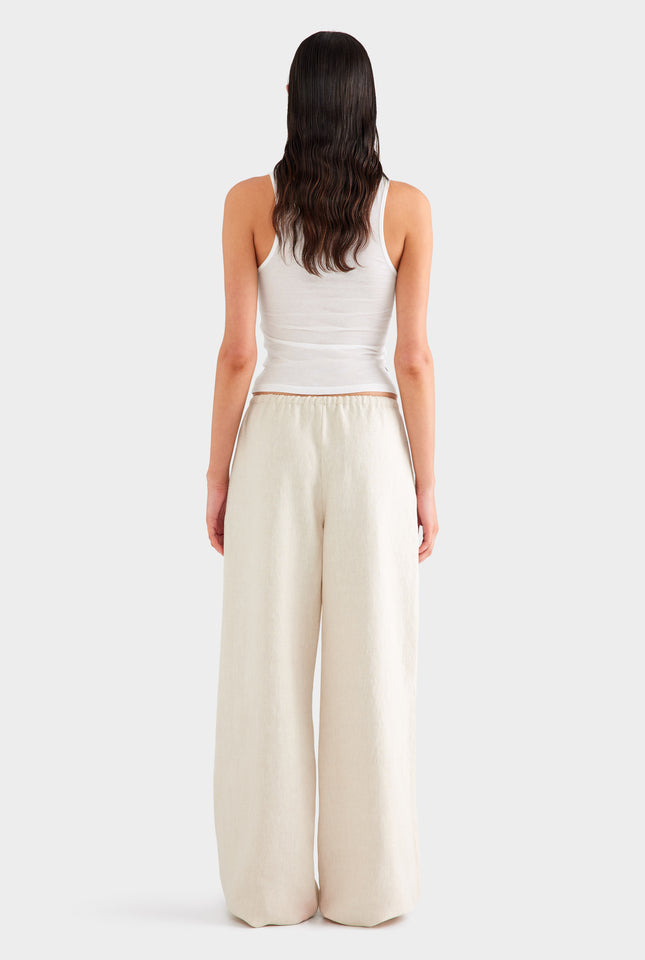Heavyweight Wide Leg Linen Pant - Sand