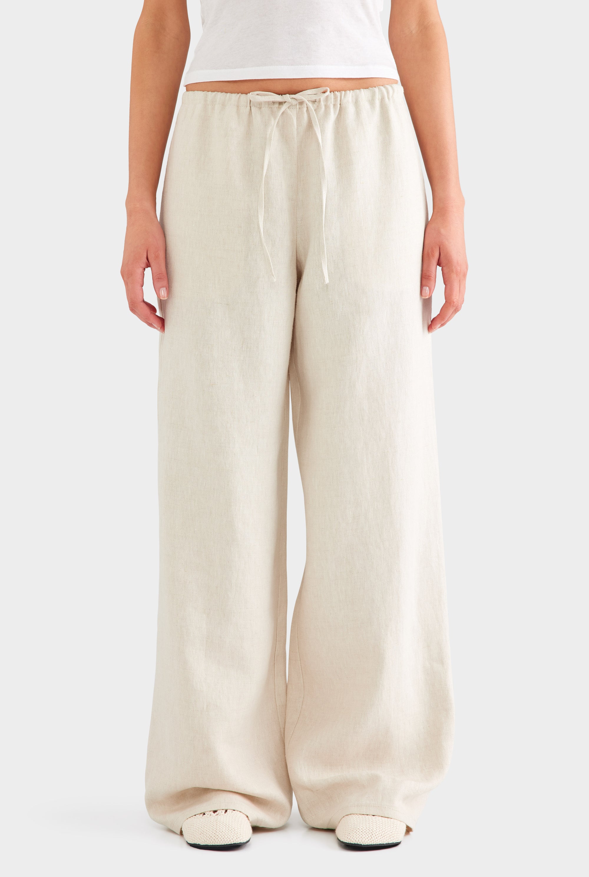 Heavyweight Wide Leg Linen Pant - Sand