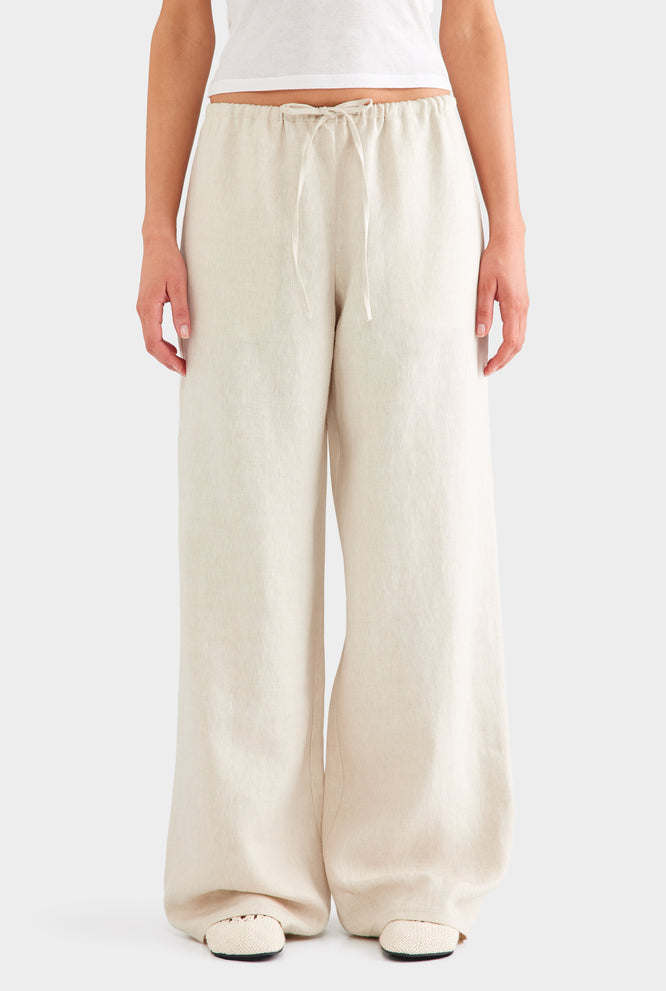Heavyweight Wide Leg Linen Pant - Sand