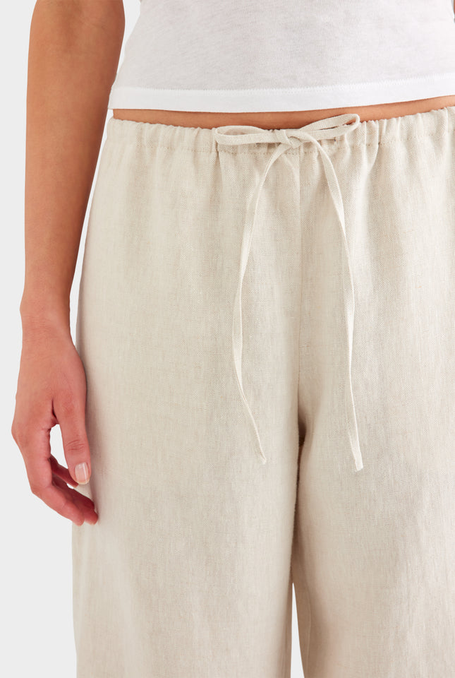 Heavyweight Wide Leg Linen Pant - Sand