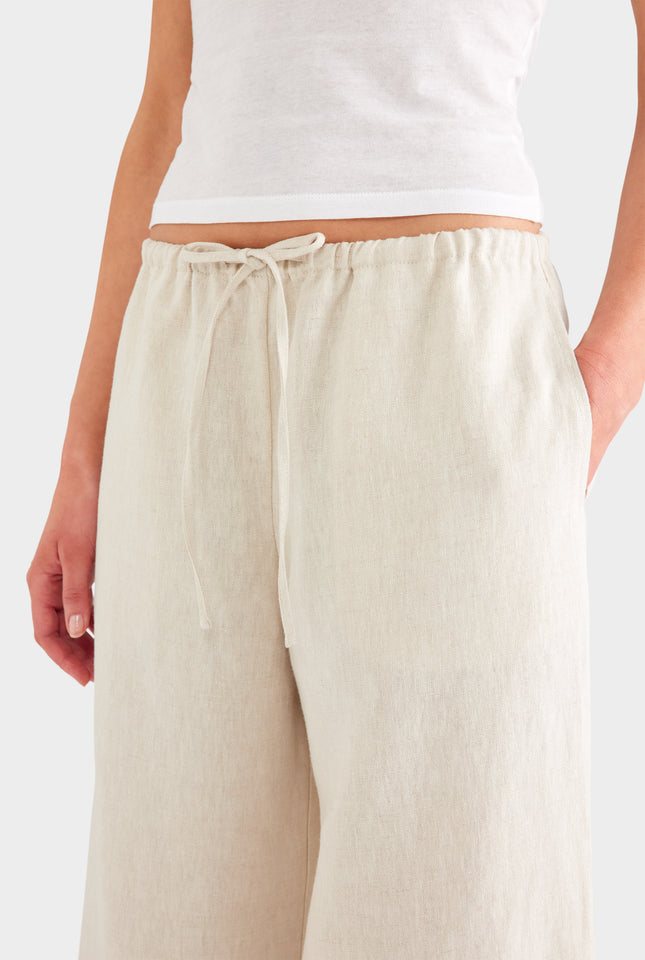 Heavyweight Wide Leg Linen Pant - Sand