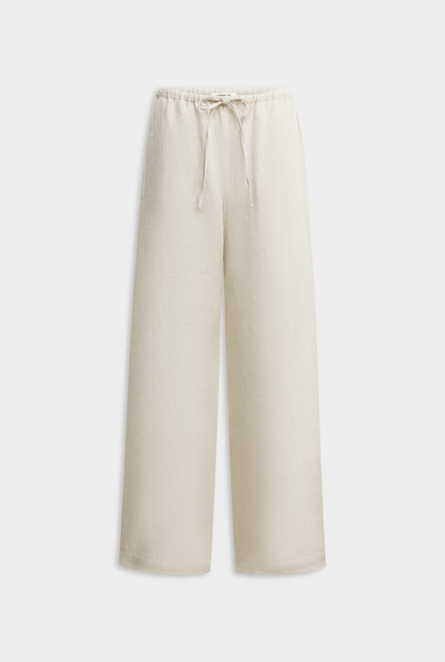 Heavyweight Wide Leg Linen Pant - Sand