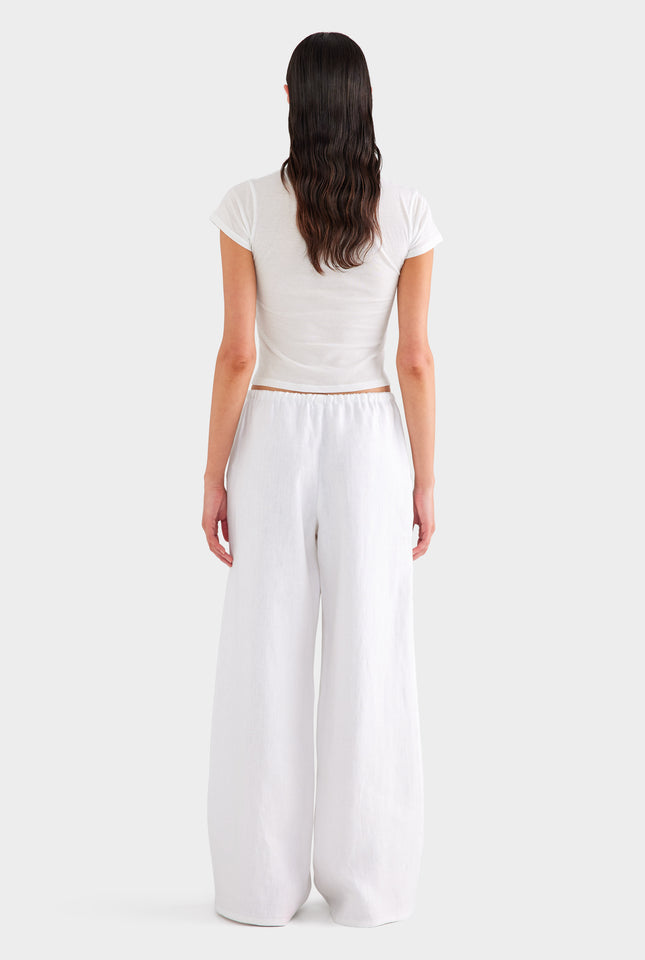 Heavyweight Wide Leg Linen Pant - White