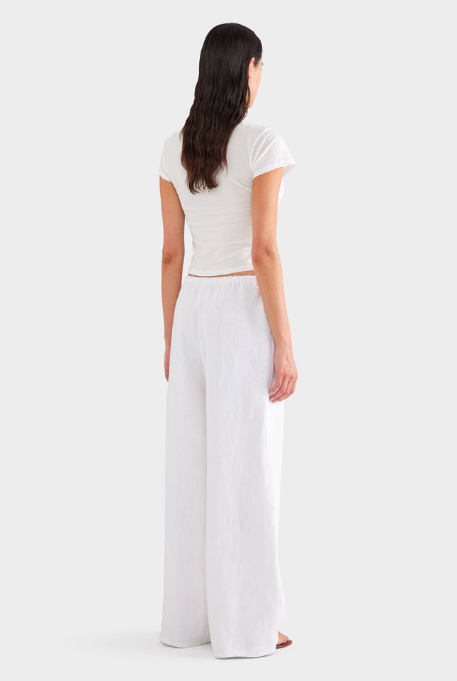 Heavyweight Wide Leg Linen Pant - White