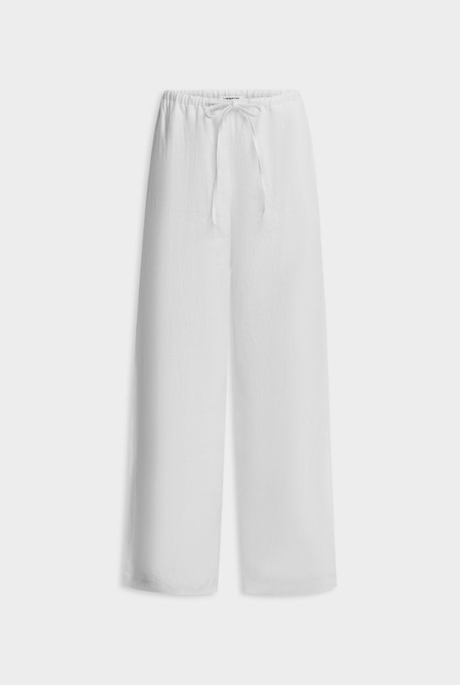 Heavyweight Wide Leg Linen Pant - White