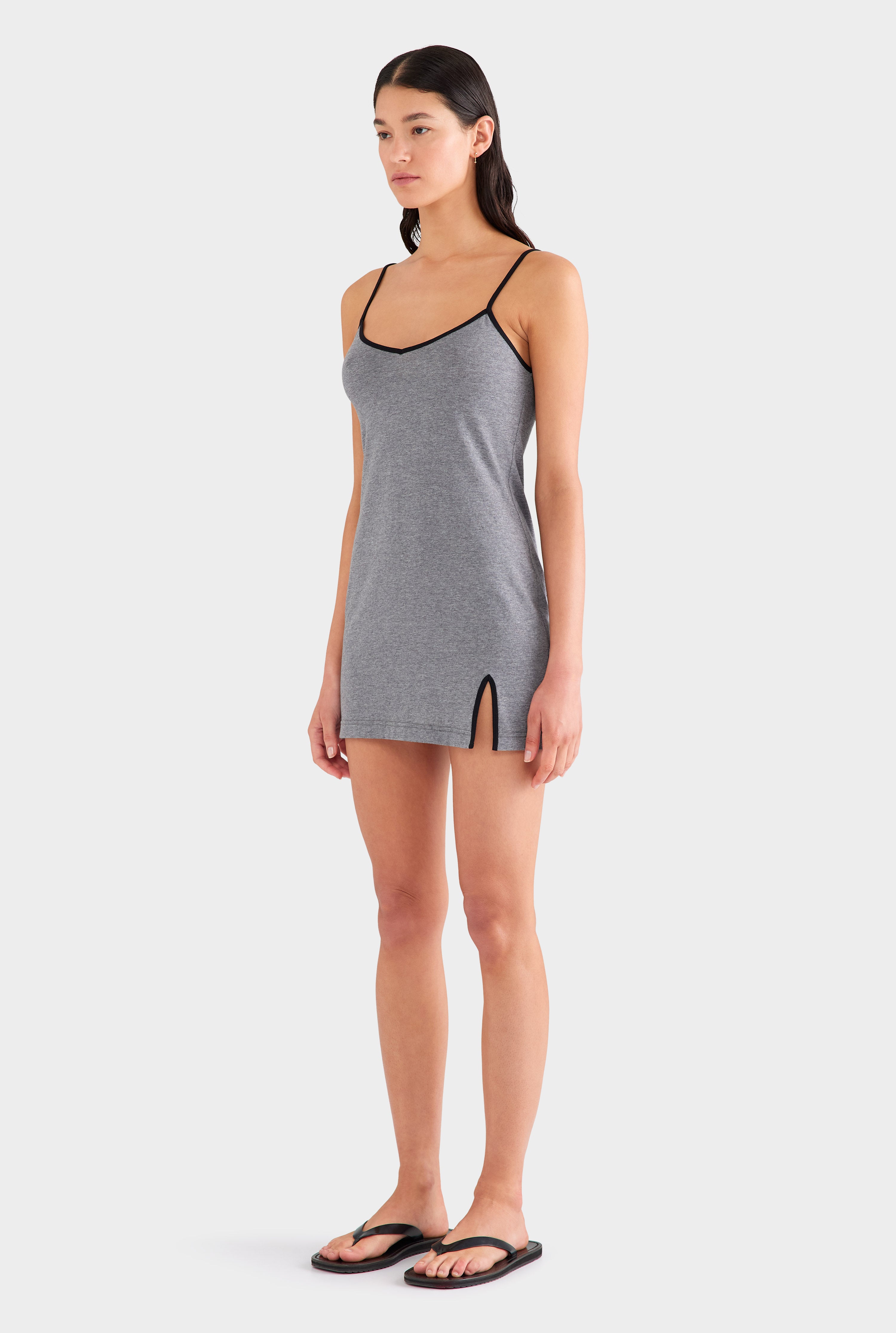 Jersey Mini Dress - Dark Grey Marl