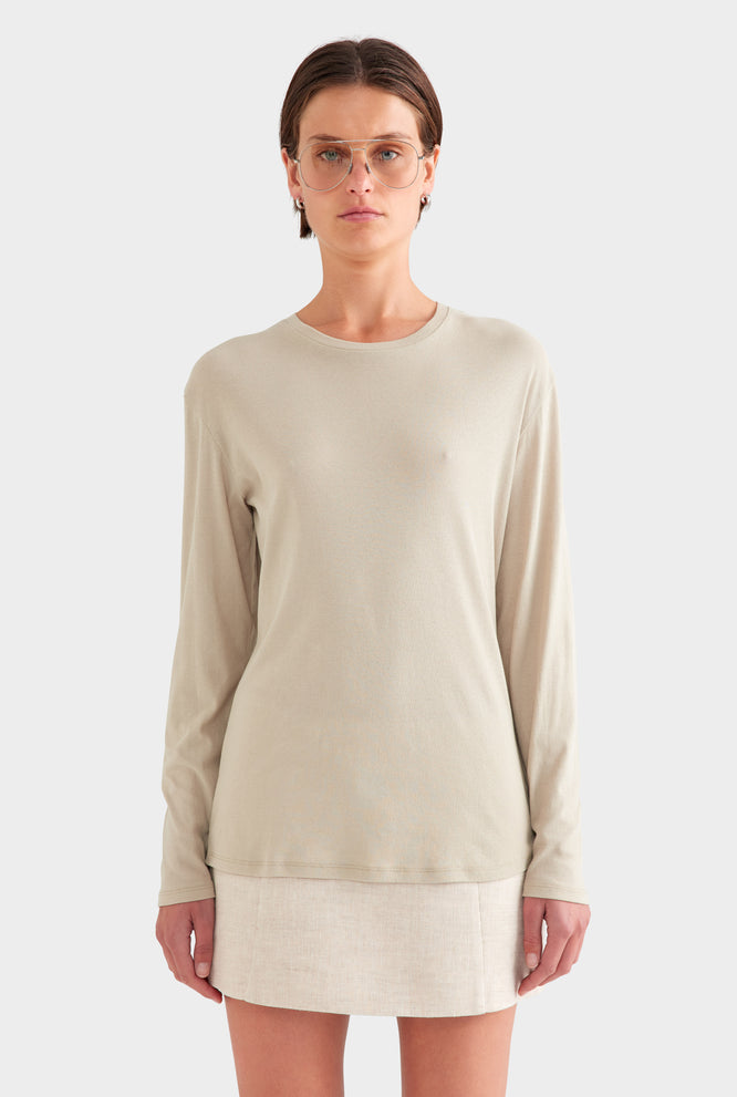 Long Sleeve Lightweight Cotton Tee - Black