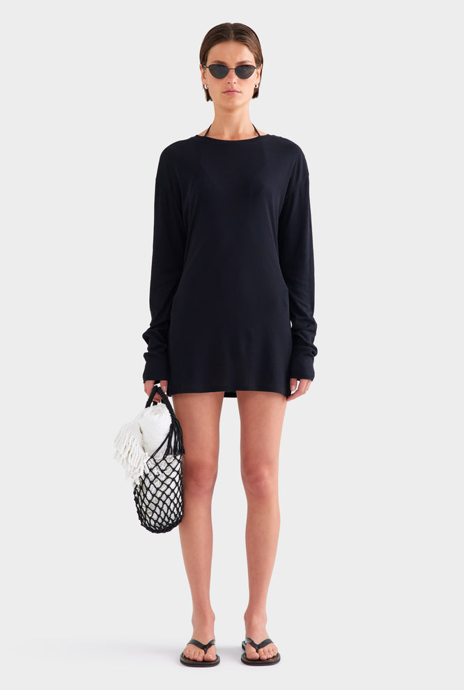 Lightweight Cotton Mini Dress - Stone