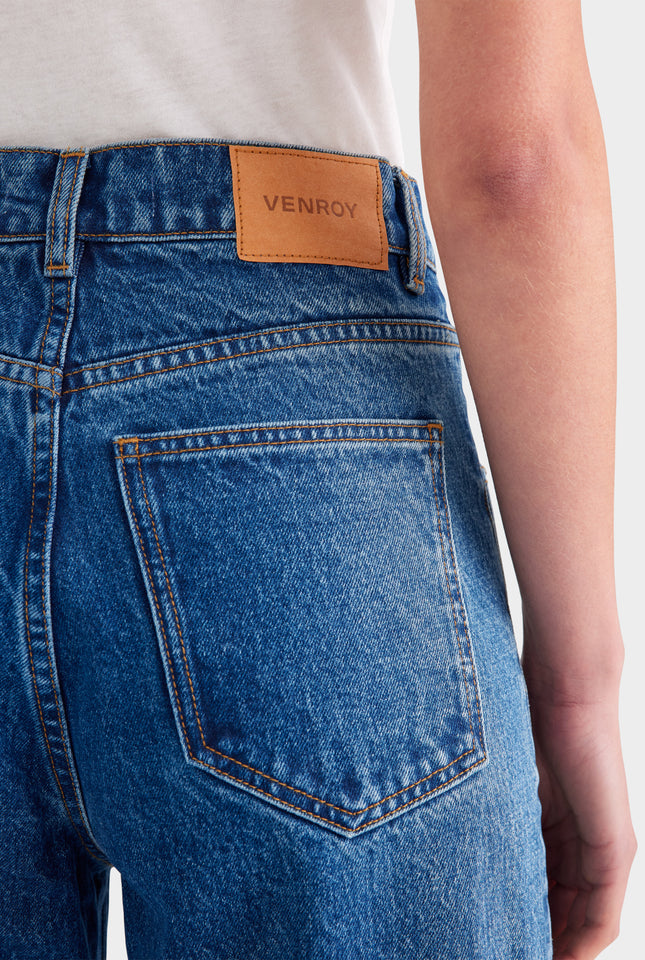V Front Denim Jean - Mid Indigo