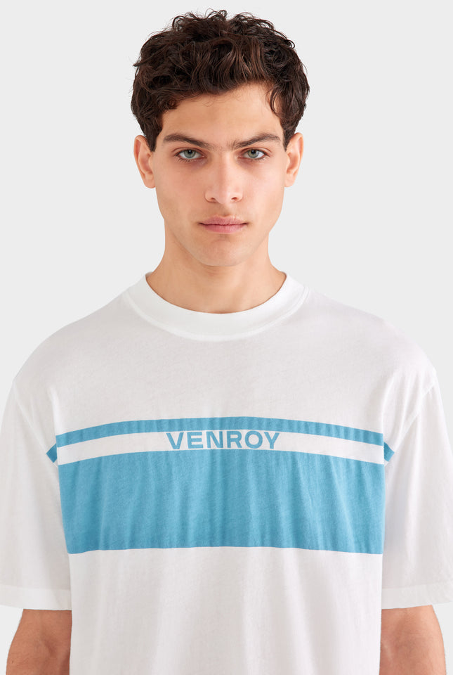 Lightweight Standard Cotton T Shirt - Off White/Ocean Blue