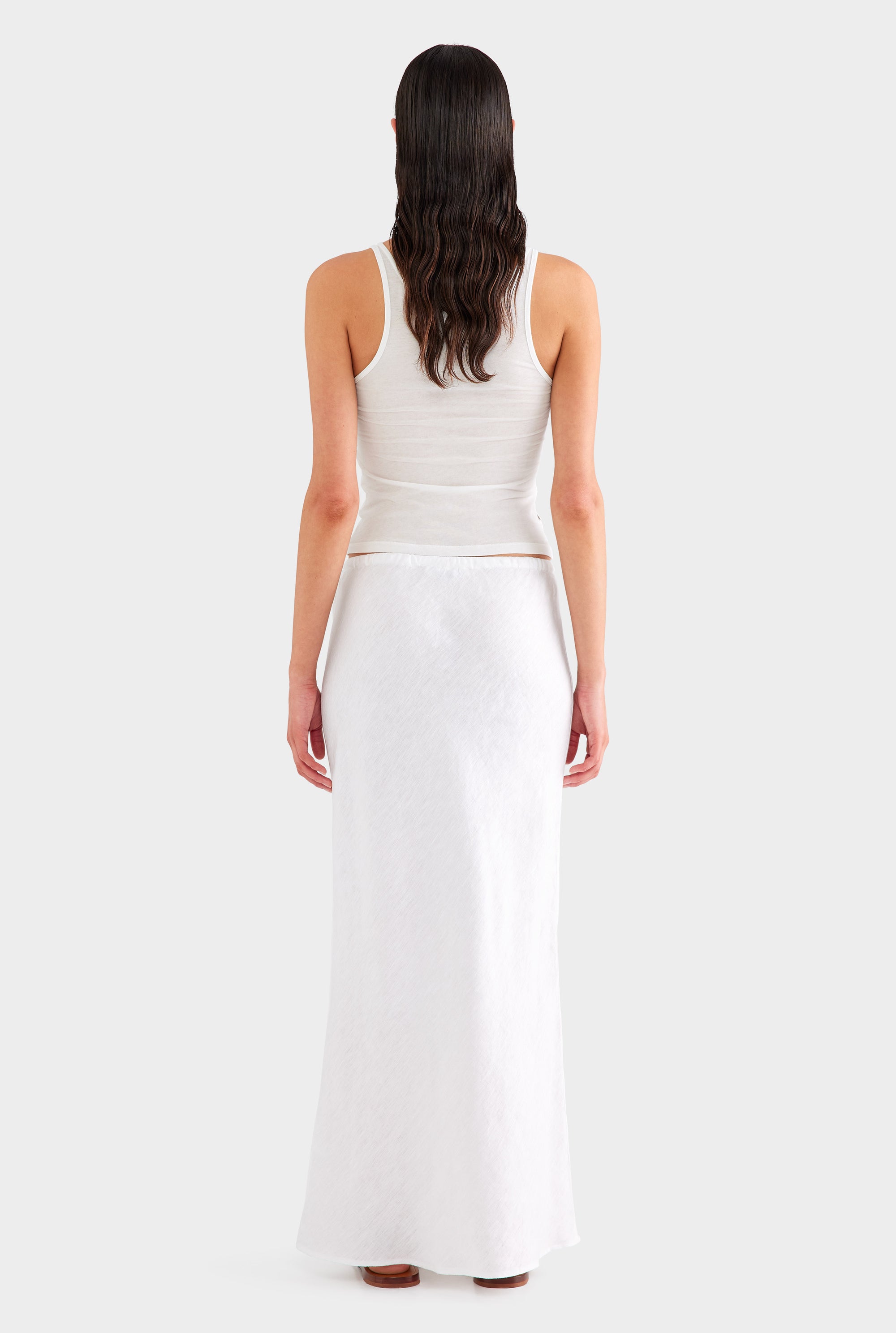 Drawstring Bias Skirt - White