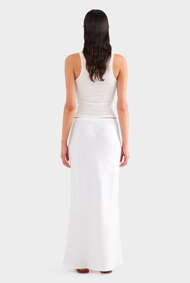 Drawstring Bias Skirt - White