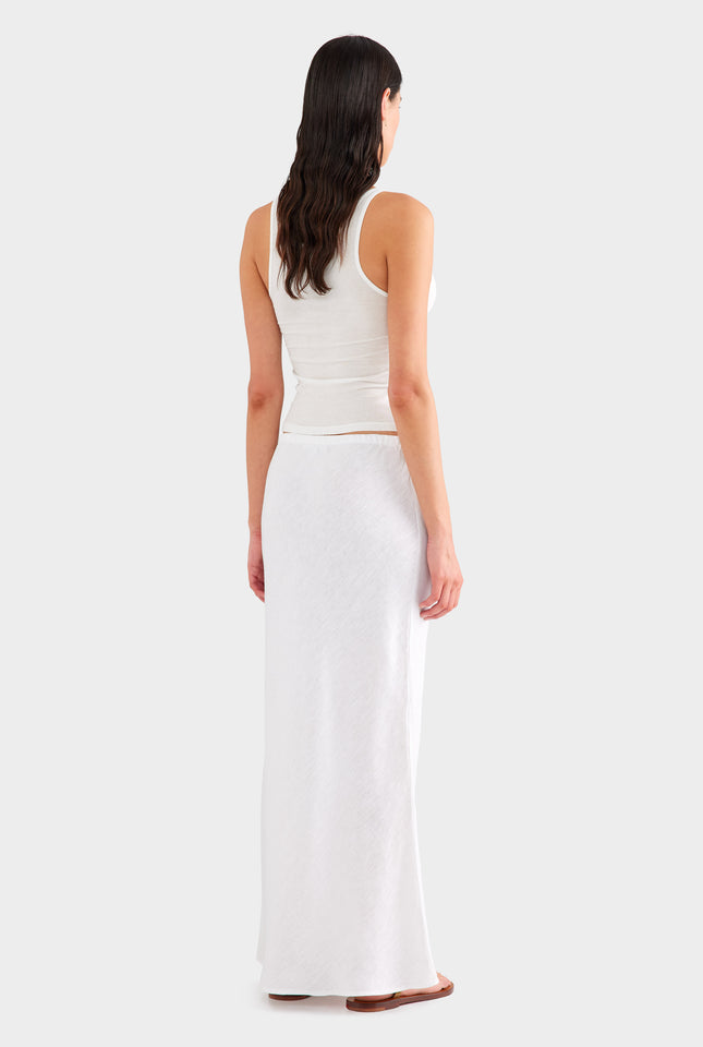 Drawstring Bias Skirt - White