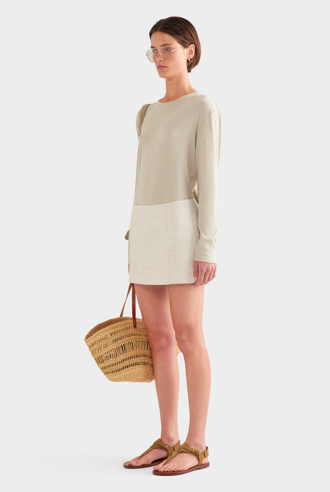Linen Mini Skirt - Sand