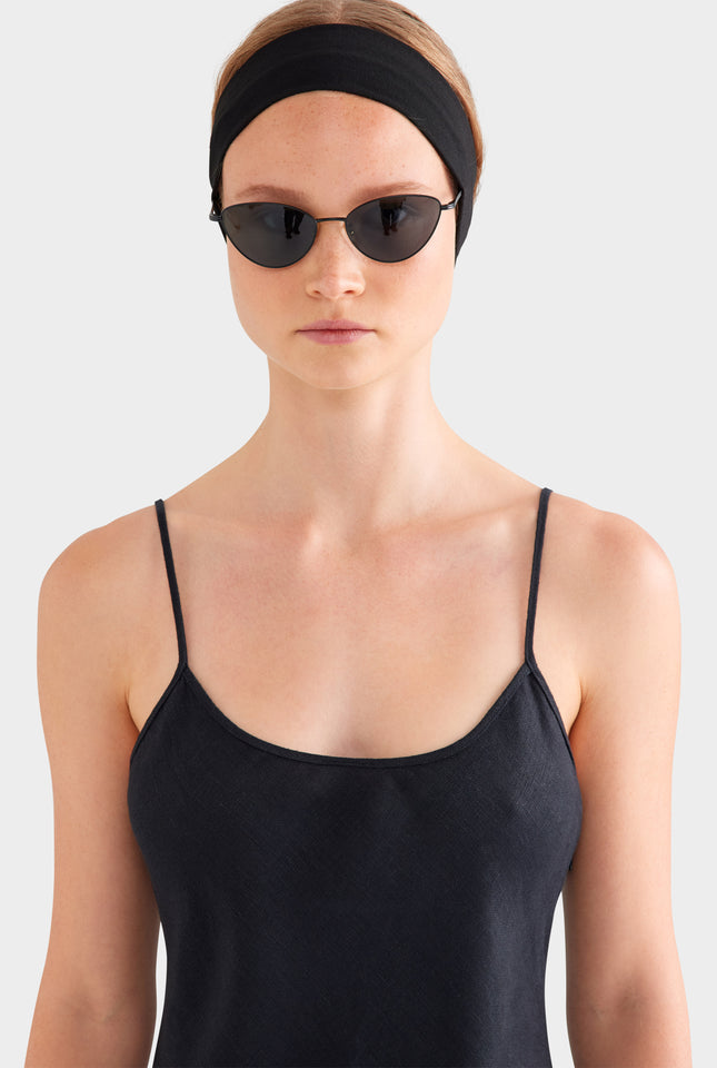 Linen Slip Dress - Black