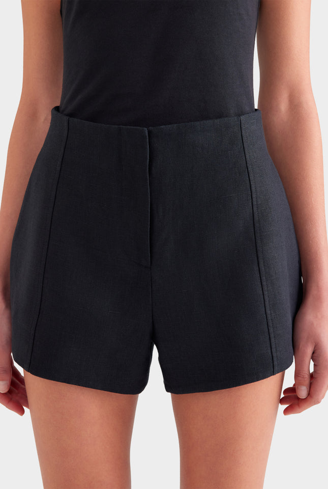 Tailored Linen Short - Black