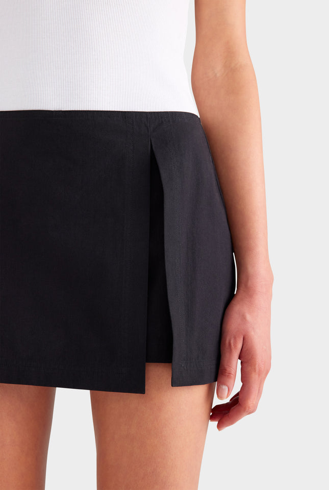 Low Rise Cotton Skort - Black